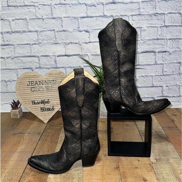 Corral rare diamond Aztec quilted tall boots snip toe - Picture 3 of 12
